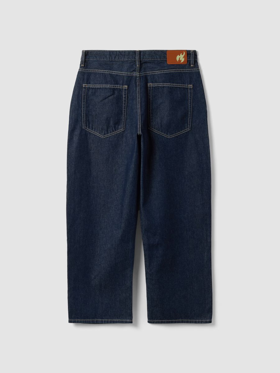 Blue denim jeans in pure cotton, baggy fit_6