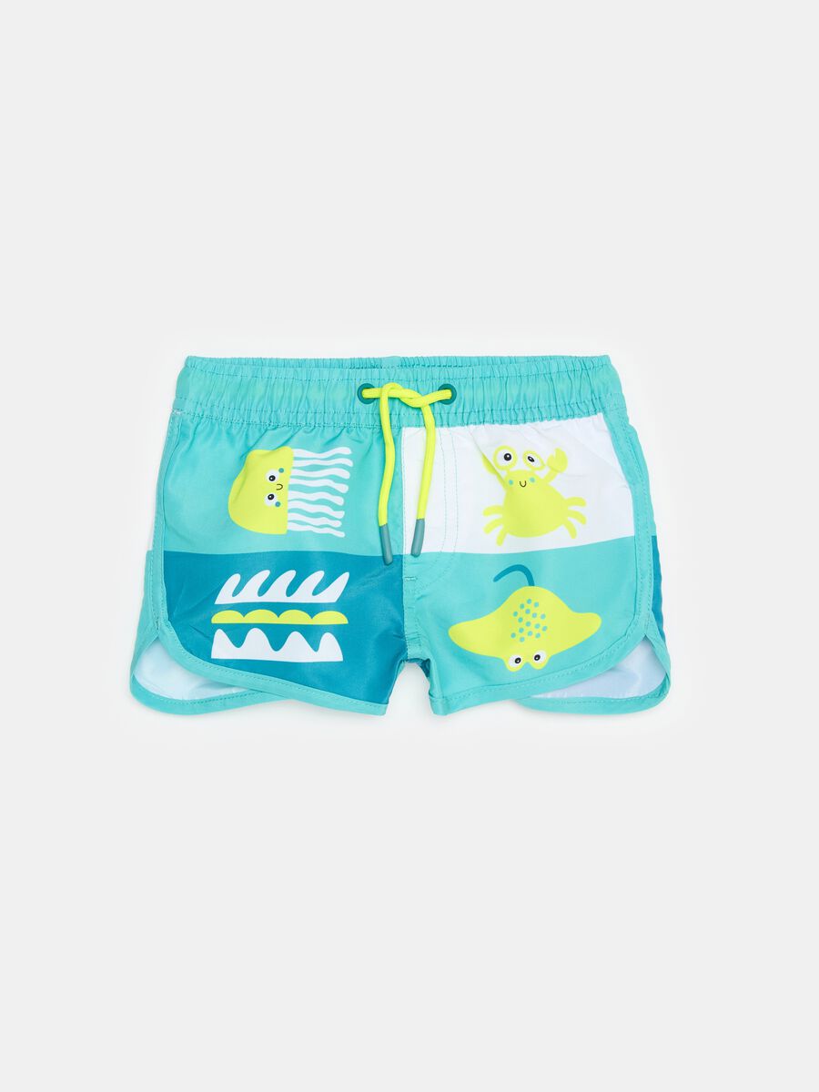 Swimming shorts with drawstring and print_0