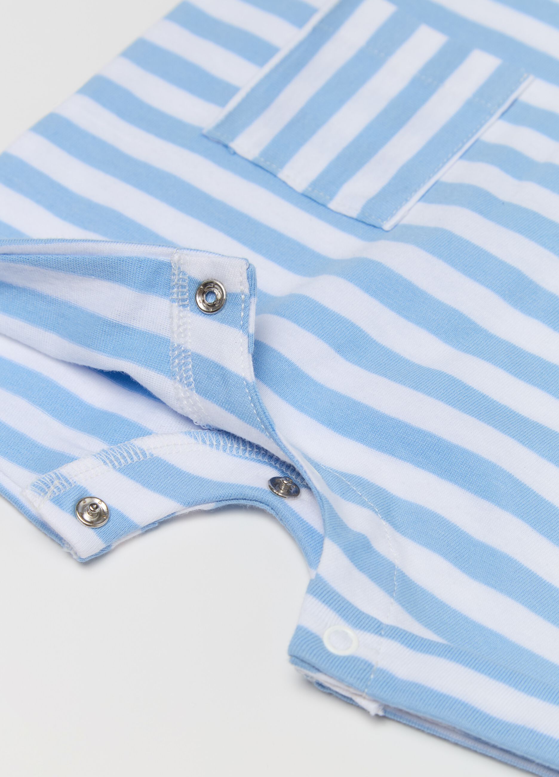 “Happy with you” striped cotton romper suit