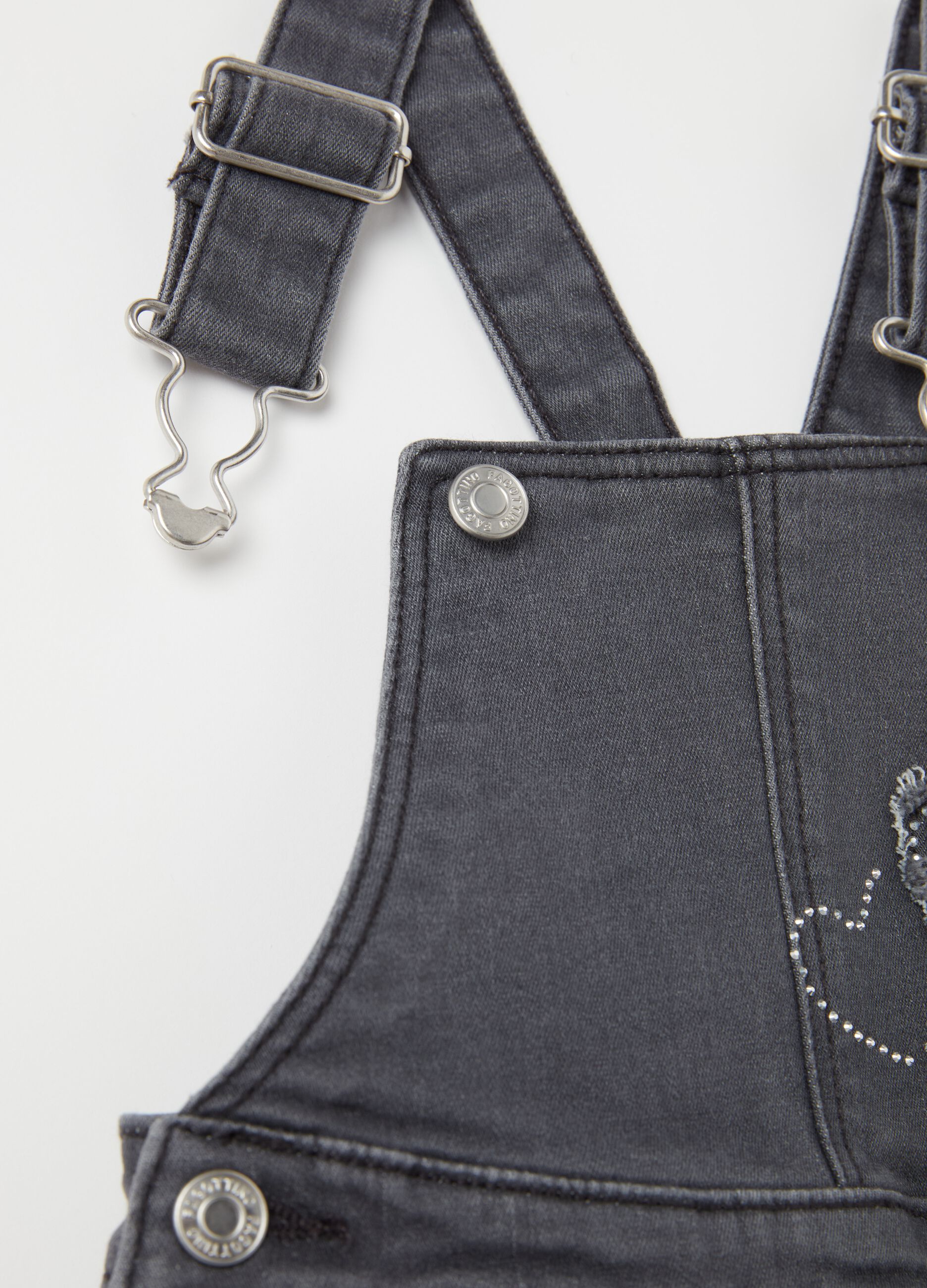 Denim pinafore with diamanté hearts