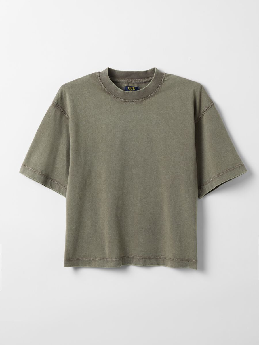 Girls' oversized fit green pure cotton T-shirt_3