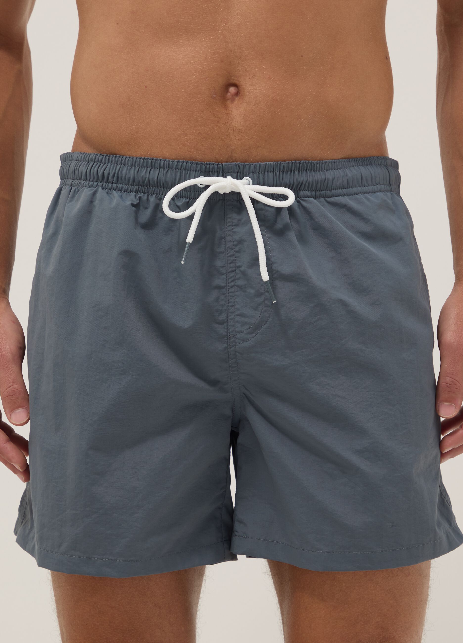 Grey regular-fit swim shorts with drawstring