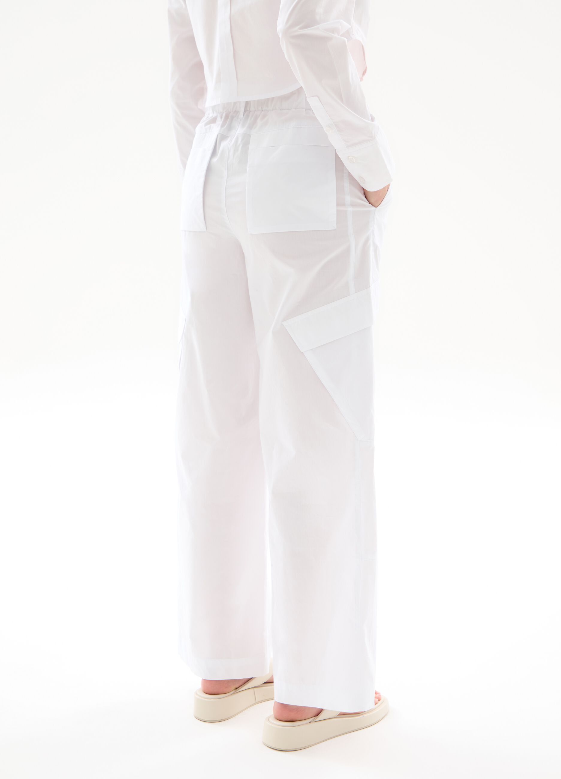 Light Cargo Wide Leg Pants White
