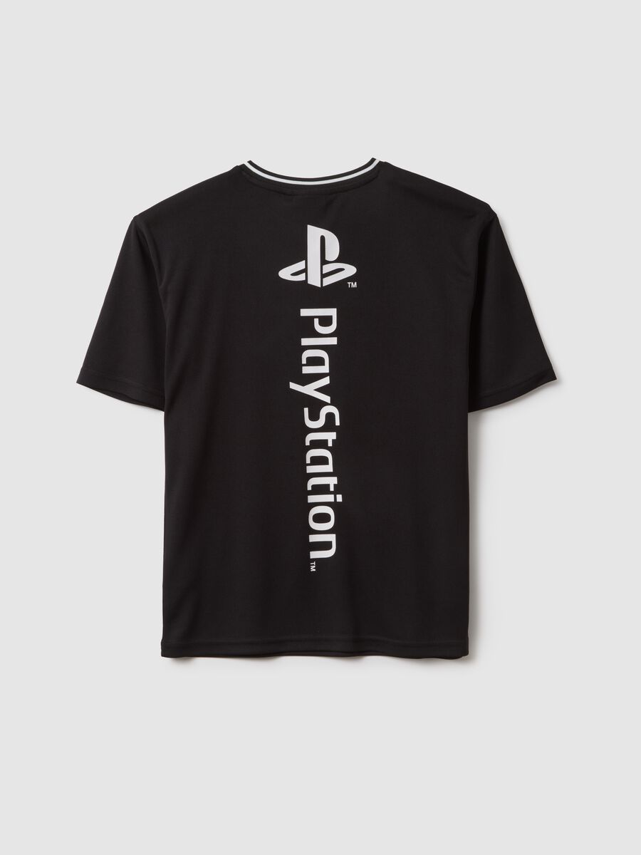 T-shirt in puro cotone nero da bambino regular fit con logo PlayStation_1