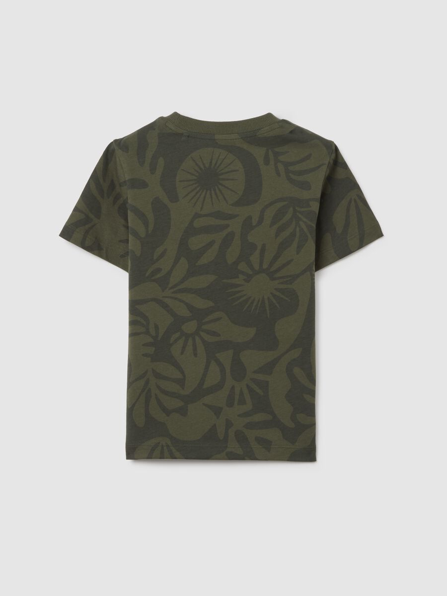 T-shirt da bambino in puro cotone verde regular fit con stampa_1