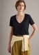 T-shirt in puro cotone nero regular fit con collo a V_0