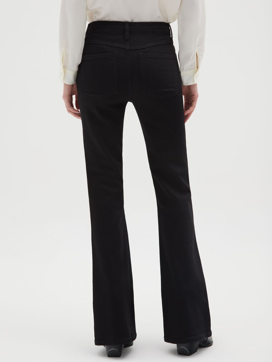 Black wide leg jeans in stretch cotton_2