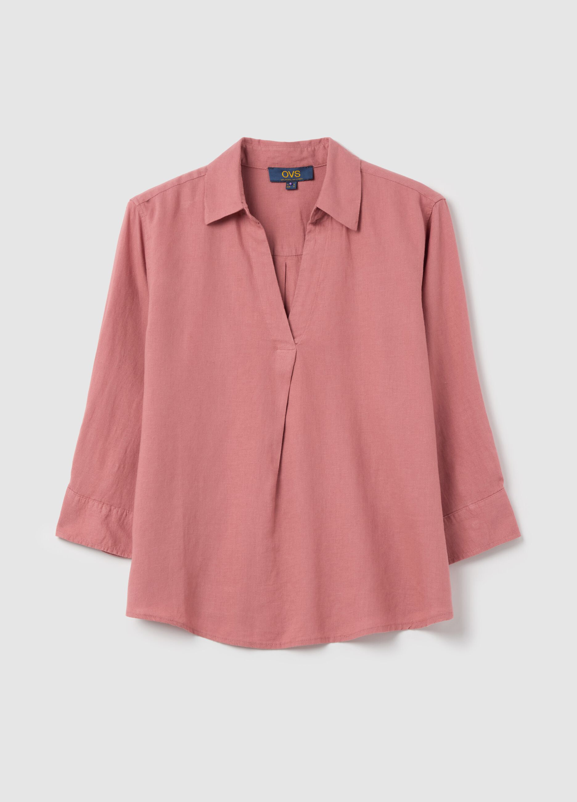 Pink shirt in linen and viscose