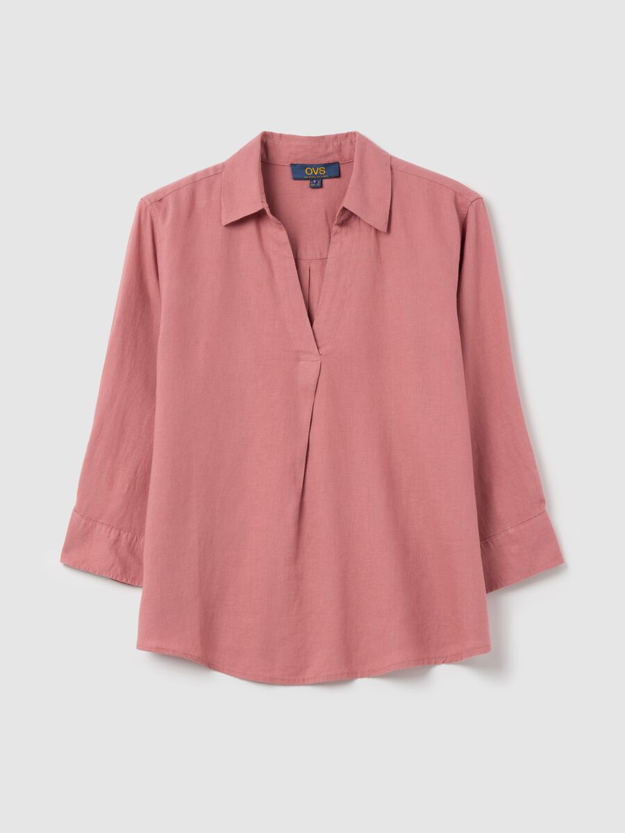 Pink shirt in linen and viscose_4
