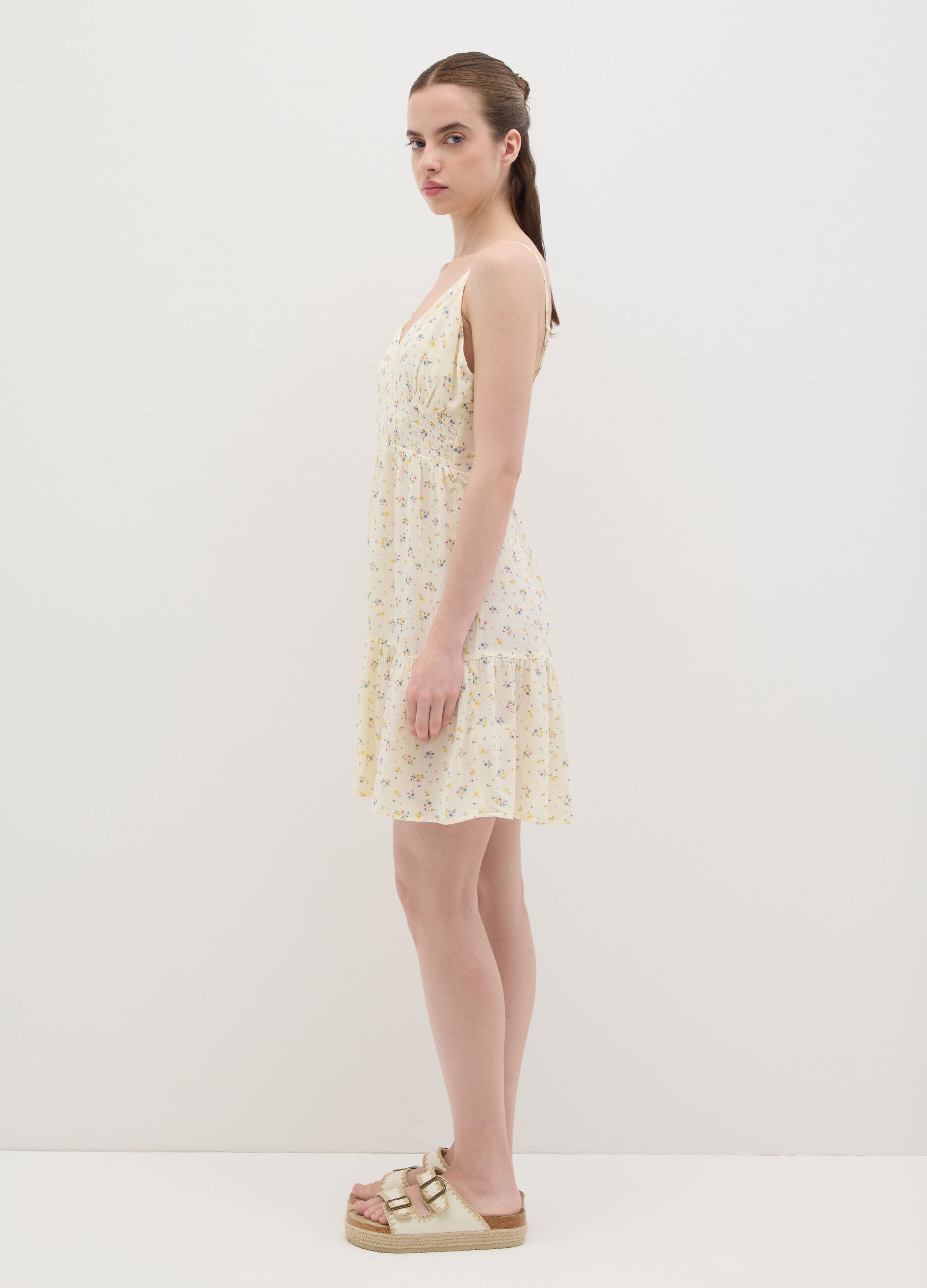 Women's Dress in Pure Multicolour Viscose, Regular Fit