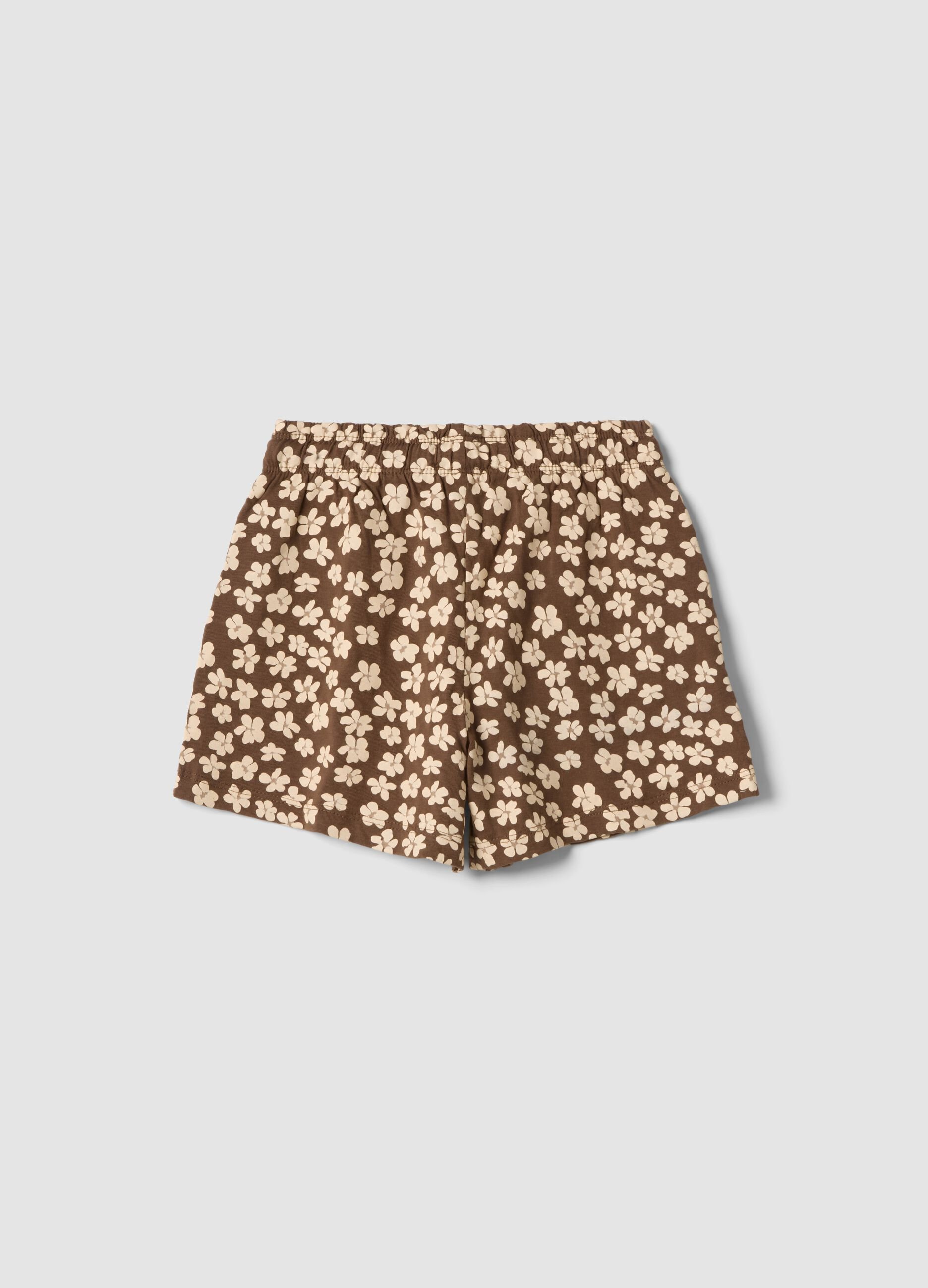 Beige pure cotton shorts with heart print
