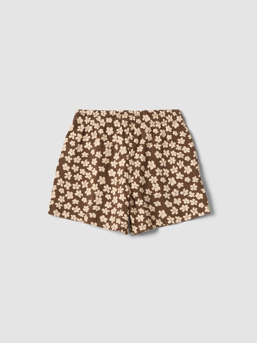 Beige pure cotton shorts with heart print_1
