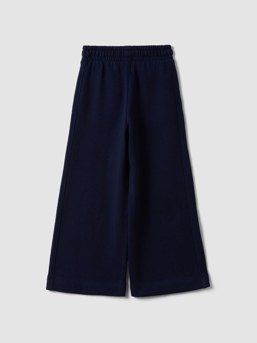Pantaloni culotte blu in puro cotone organico per bambina_1