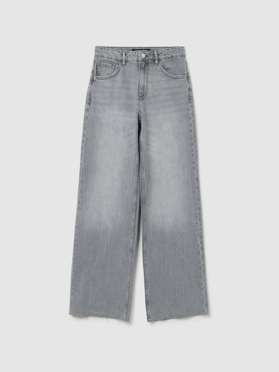 Grey Pure Cotton Wide Leg Jeans_4