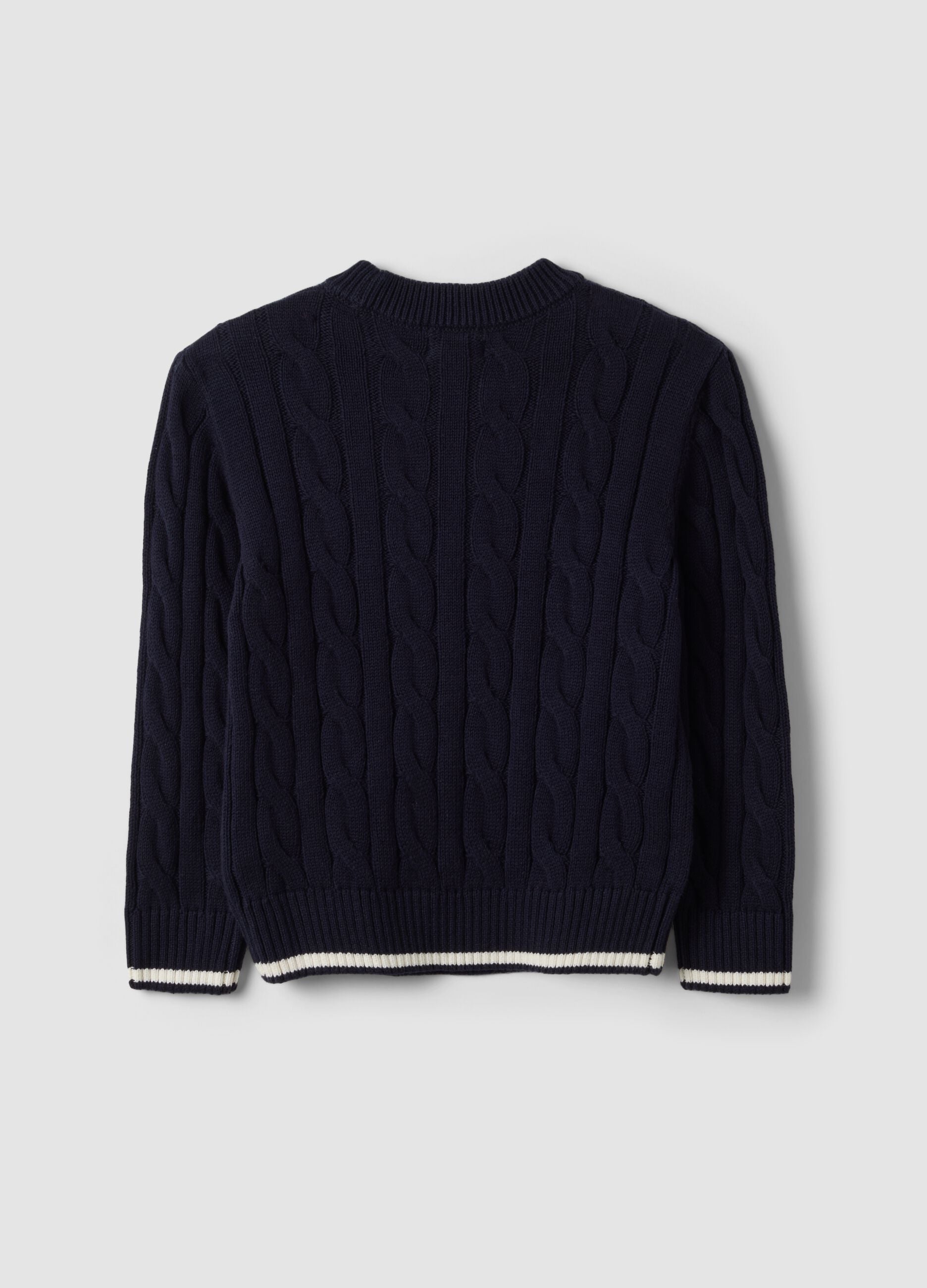 Maglia blu in puro cotone a trecce over fit per bambino