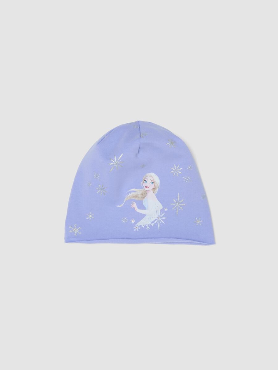 Purple stretch cotton jersey hat with Frozen print for girls_0