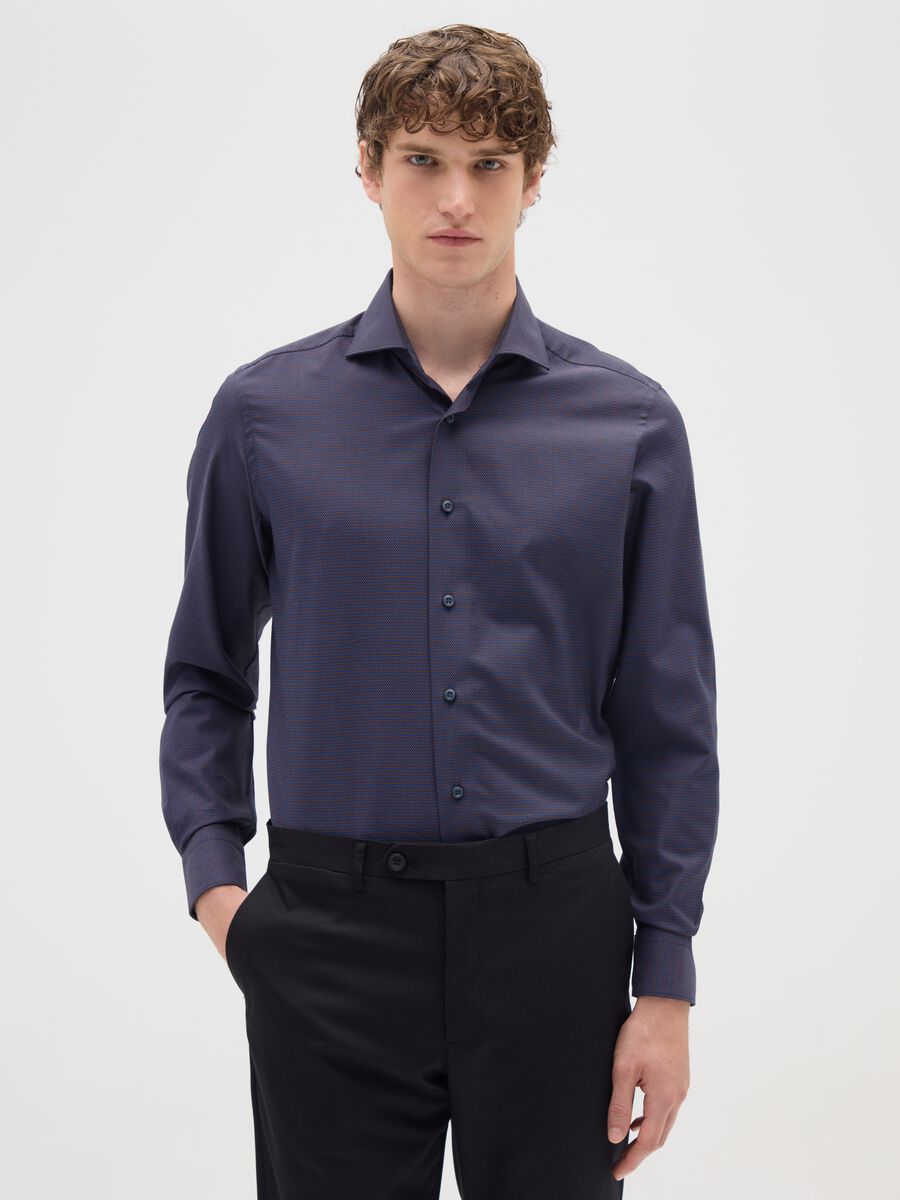 Camicia in cotone elasticizzato multicolor slim fit_0