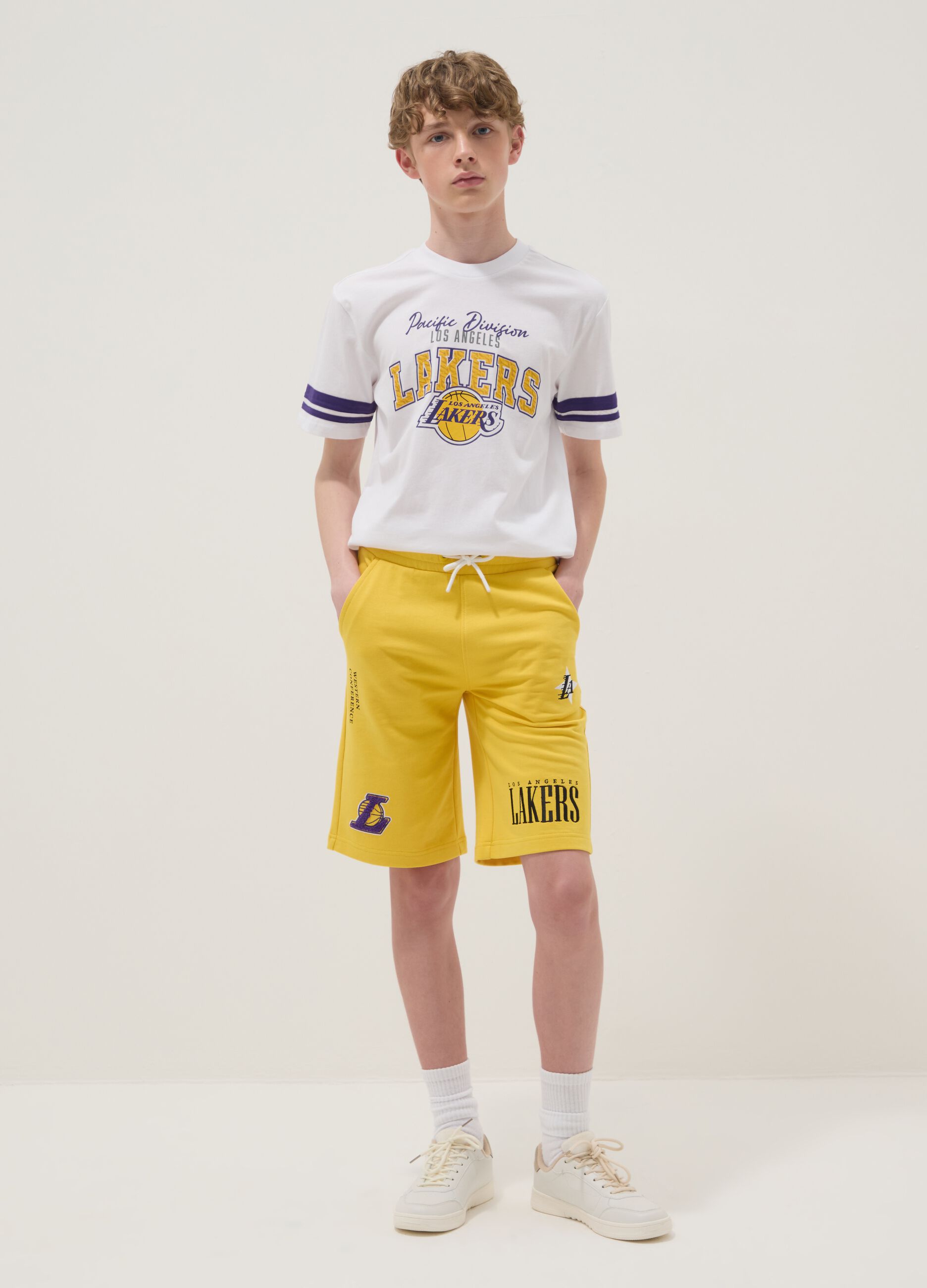 Shorts gialli in misto cotone