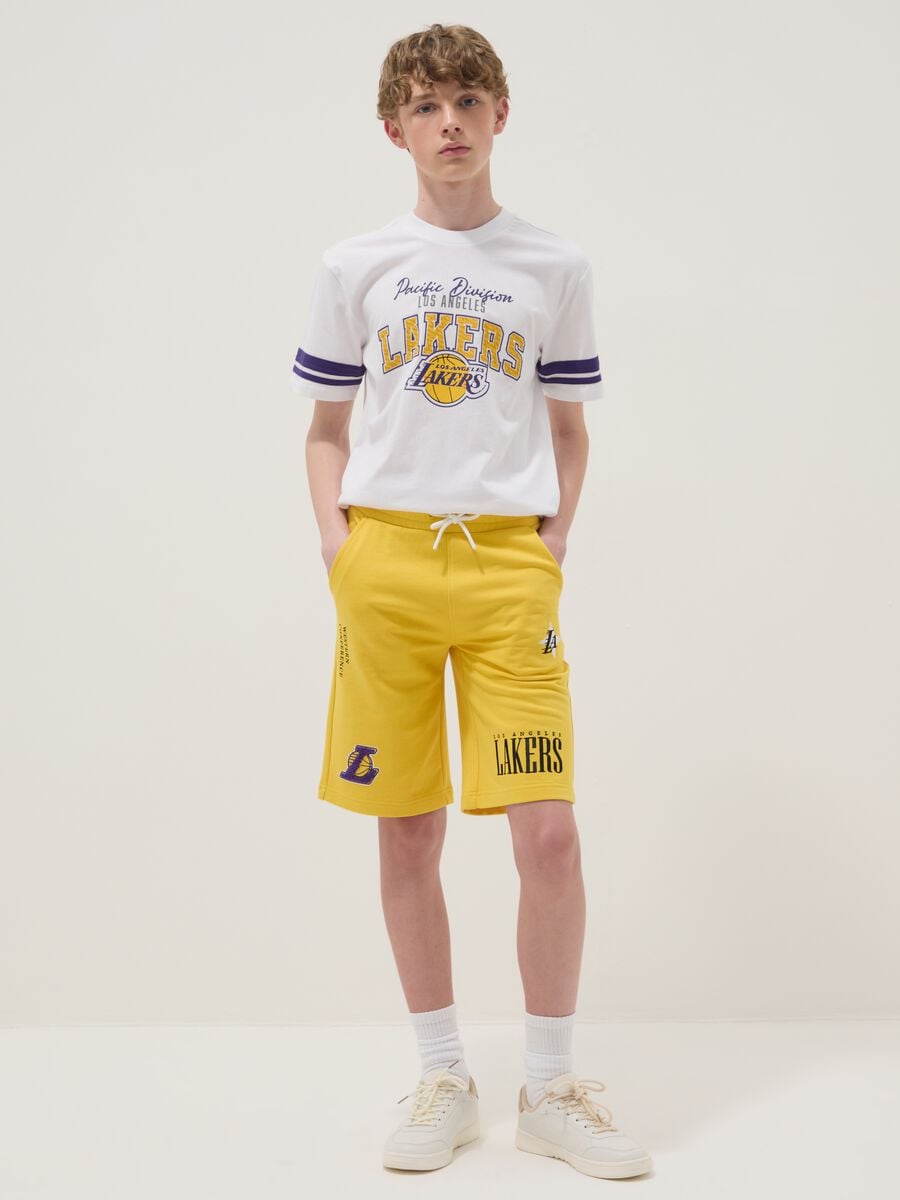 Yellow cotton-blend shorts_0