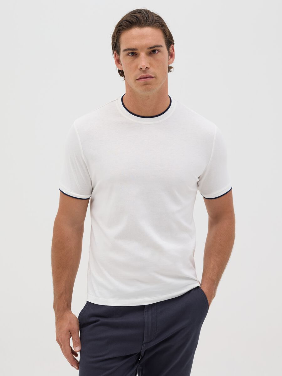 White fitted T-shirt in cotton_0