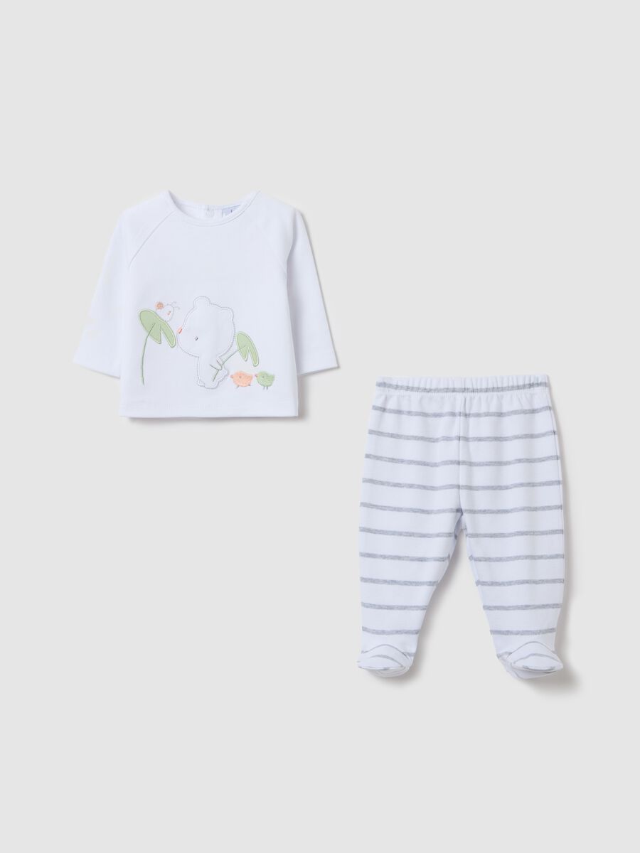Top and baby leggings set in cotton with animals embroidery_0