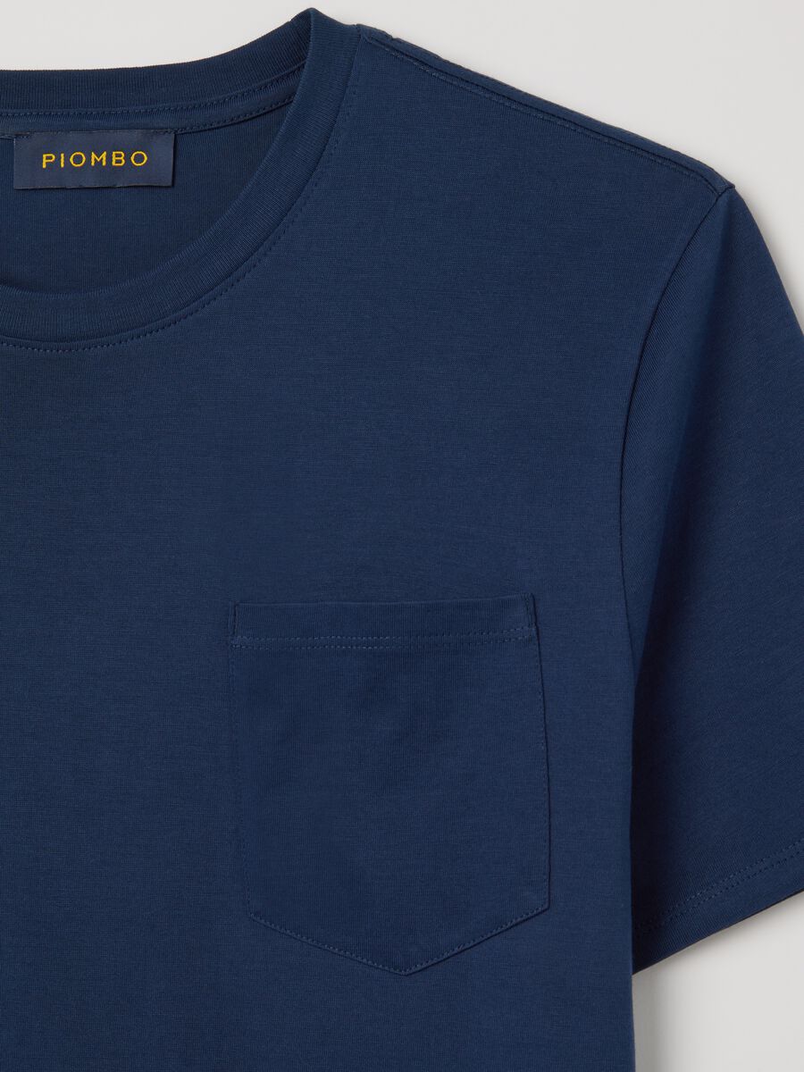 Short sleeve cotton T-shirt in Lead blue_5