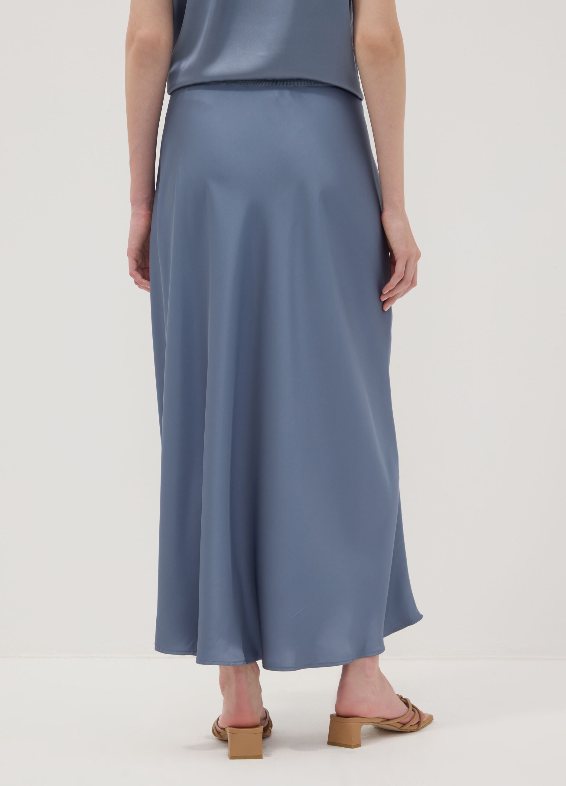 Long grey satin skirt