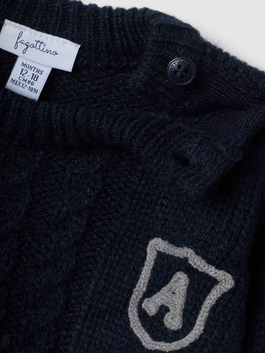 Blue crew-neck cable-knit jumper_3
