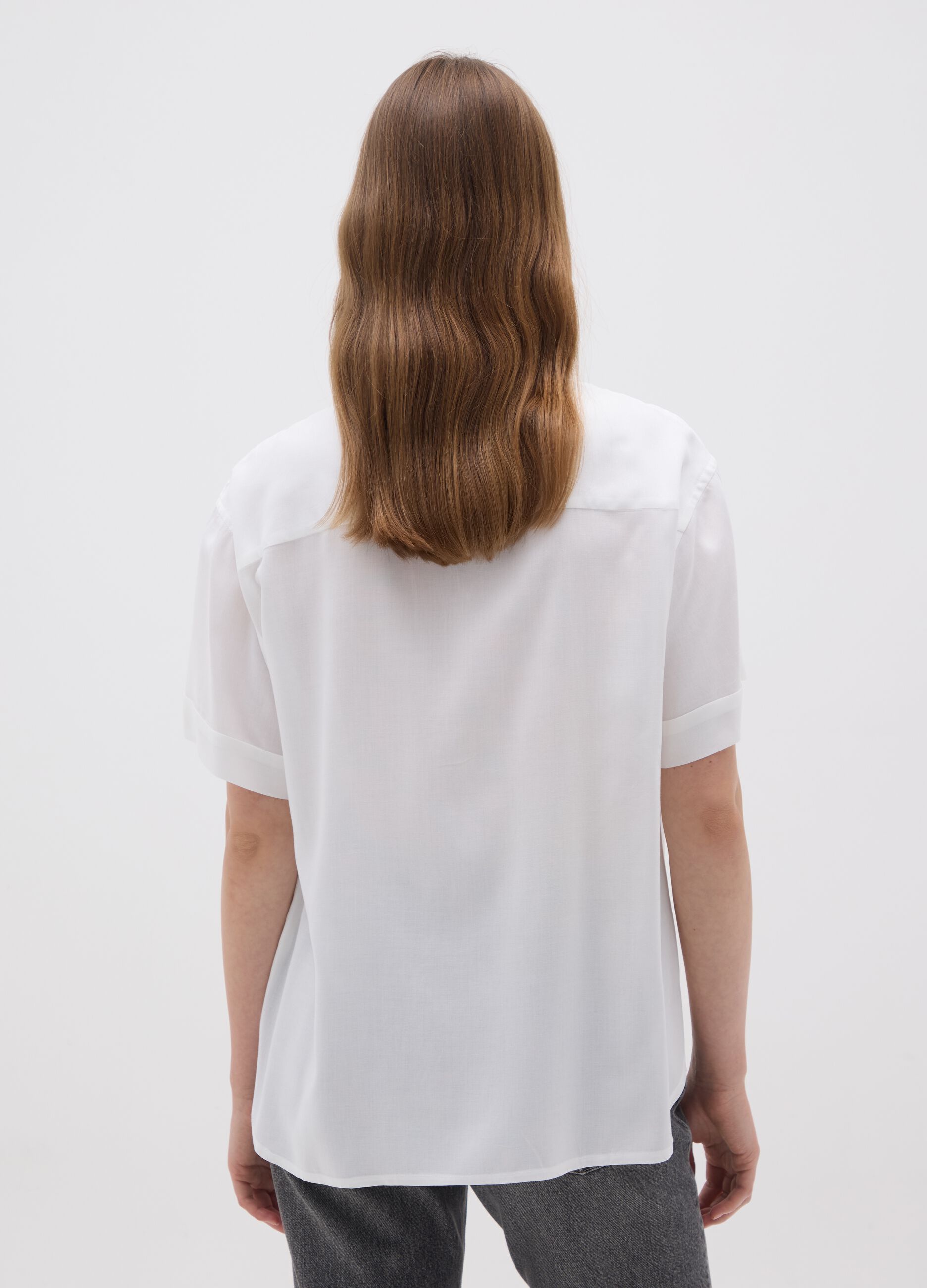 Women's White Viscose Shirt