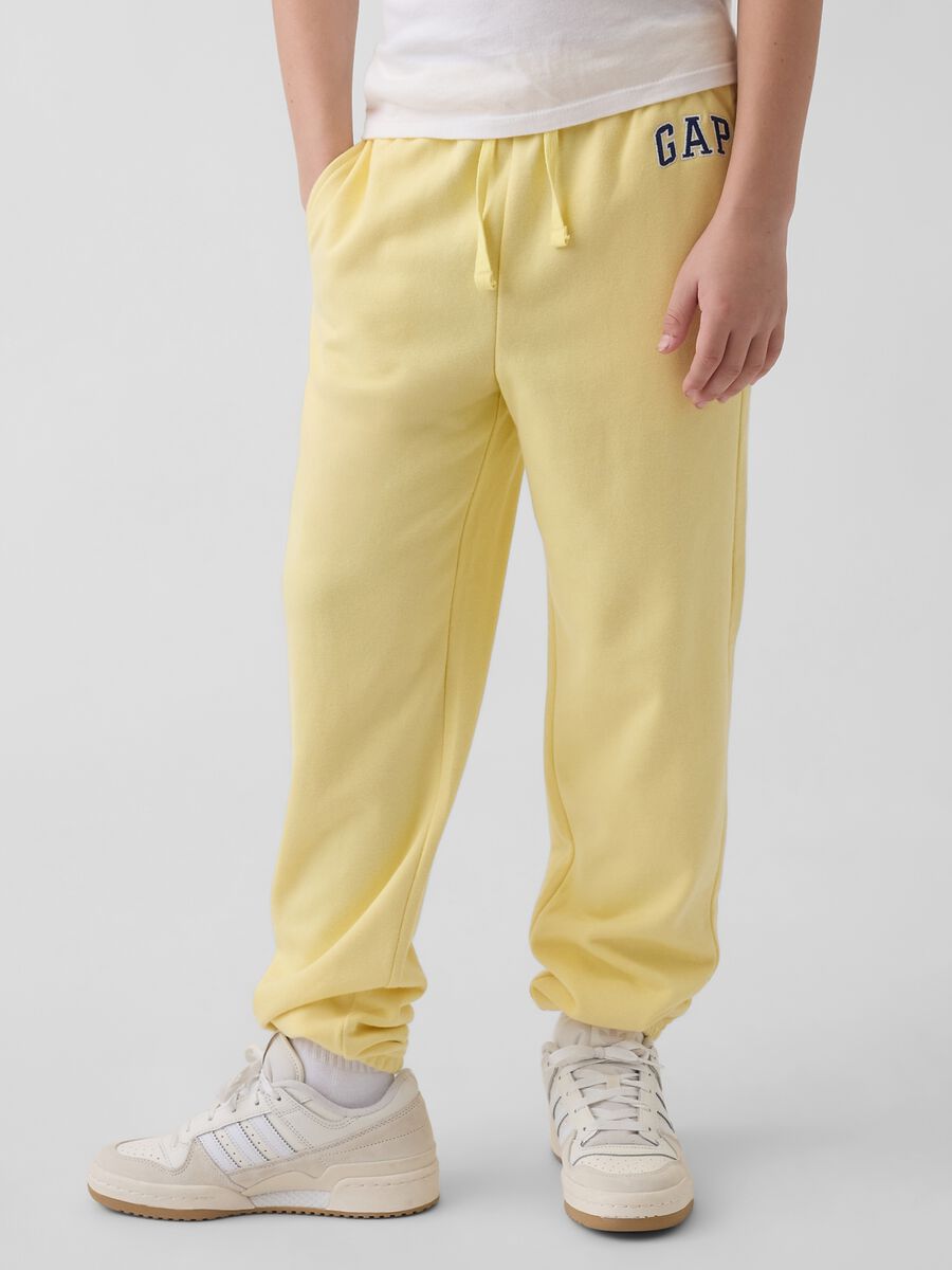 Boys' Regular Fit Yellow Cotton Blend Jogger Trousers_1