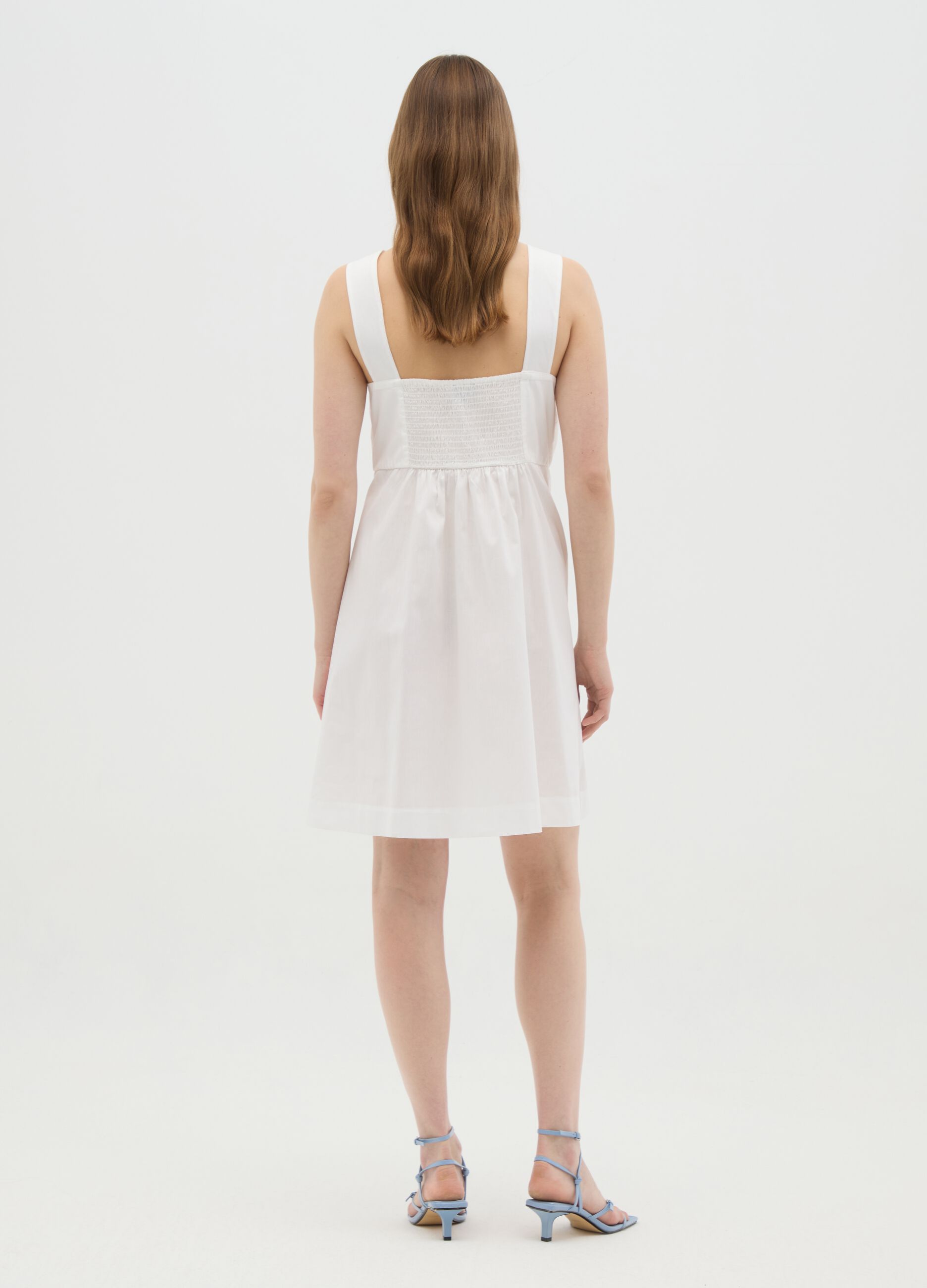 Women's pure white cotton dress regular fit