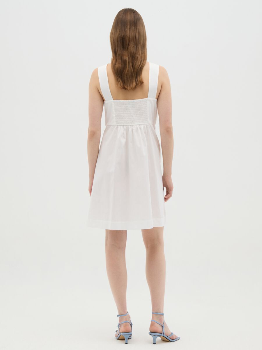 Women's pure white cotton dress regular fit_3