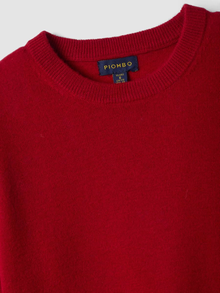 Maglia rossa in pura lana a maniche lunghe regular fit_4