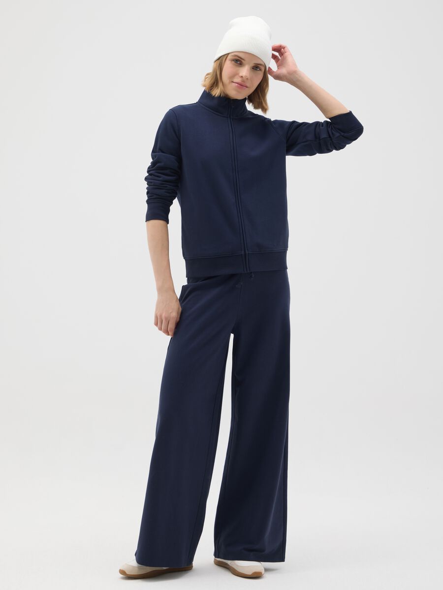 Blue cotton blend sweatshirt with regular fit_1