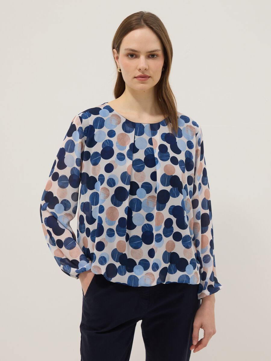 Camicia multicolor con stampa a pois regular fit_0