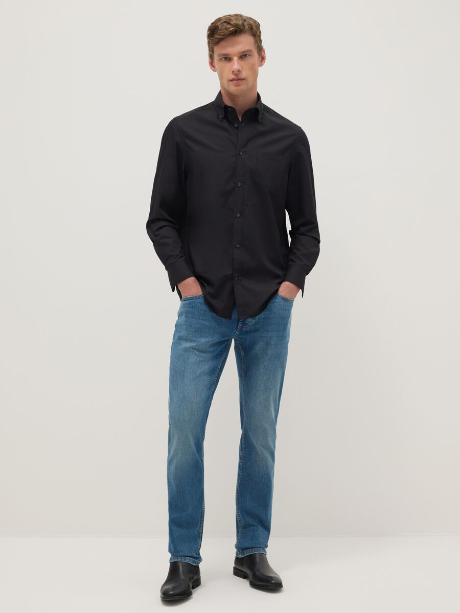 Slim Fit Blue Denim Cotton Jeans_0