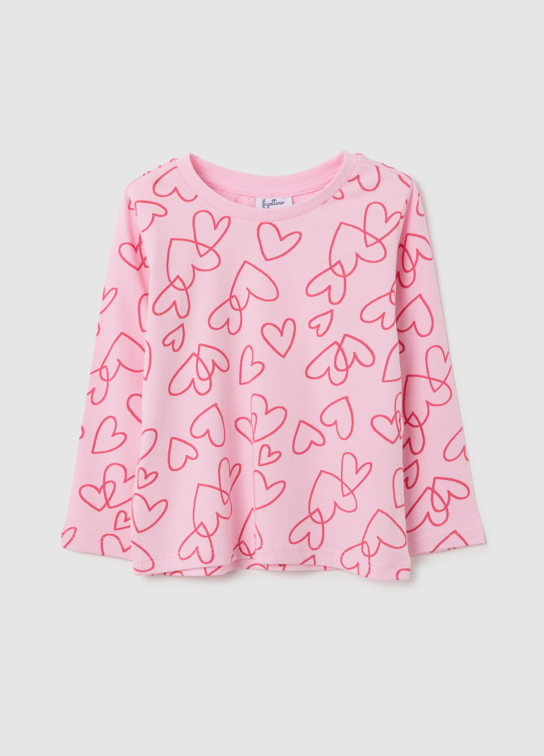 Girls' pink pure cotton long sleeve top - regular fit