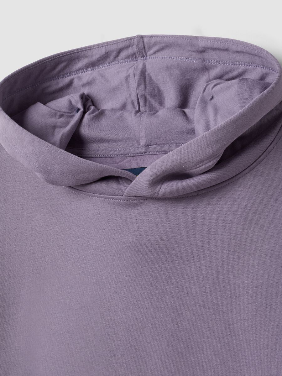 Felpa viola in misto cotone con cappuccio regular fit_5