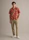 Red organic cotton shirt with tropical print_2
