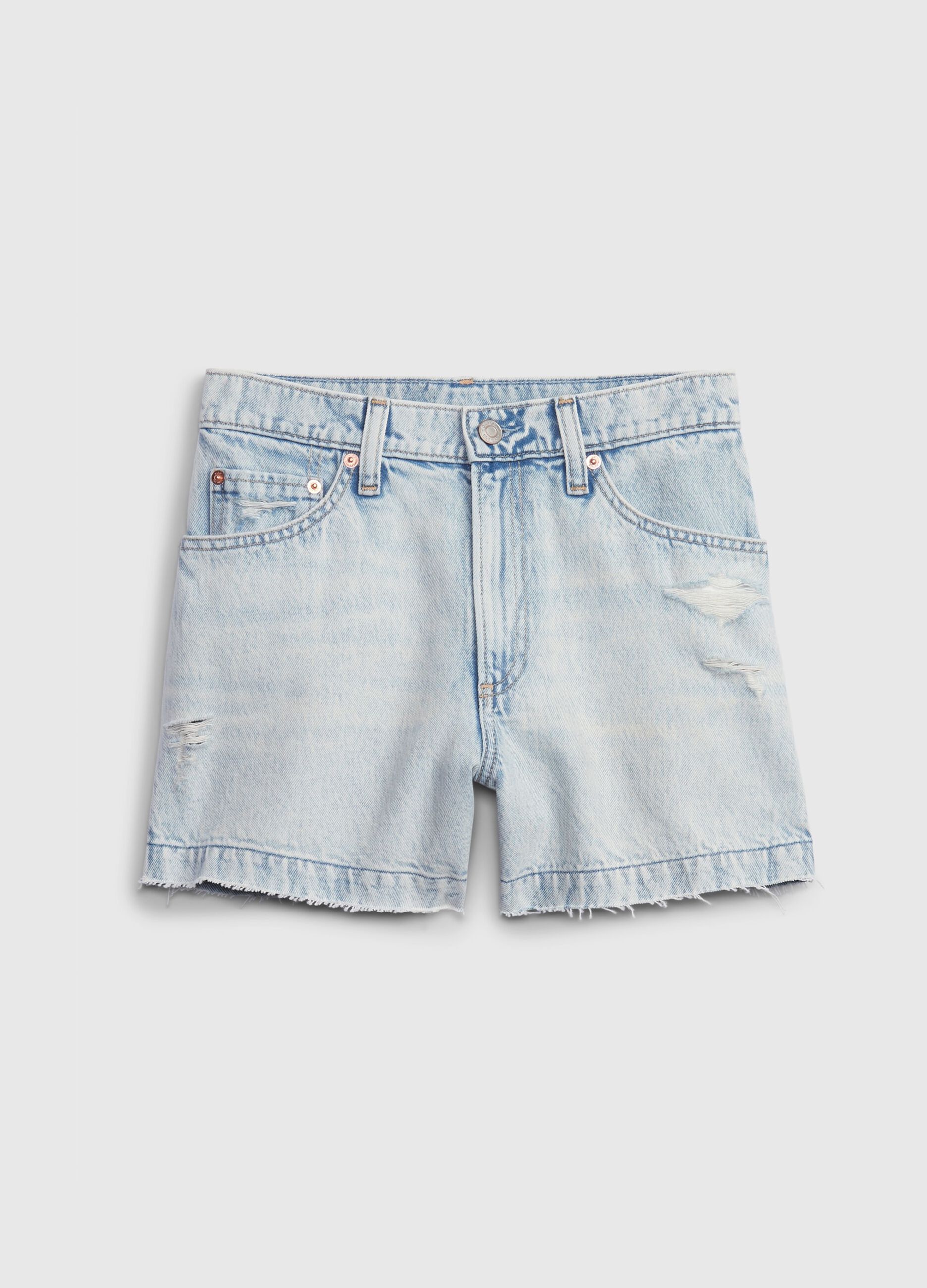 Shorts in denim a vita alta_5