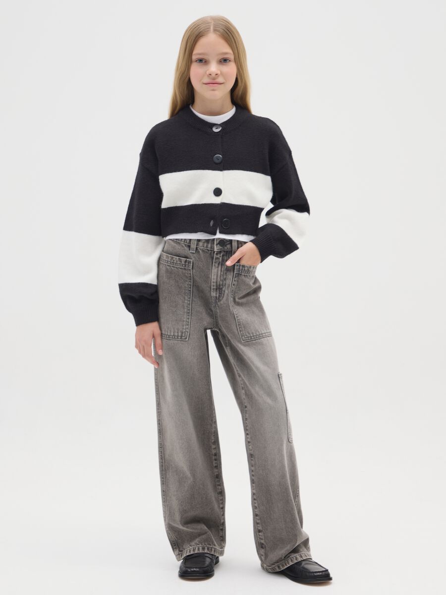 Girls' grey pure cotton skater fit jeans_0