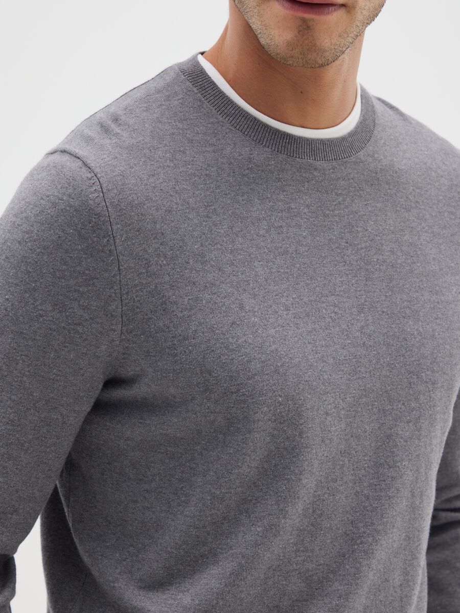 Grey cotton blend jumper regular fit_3