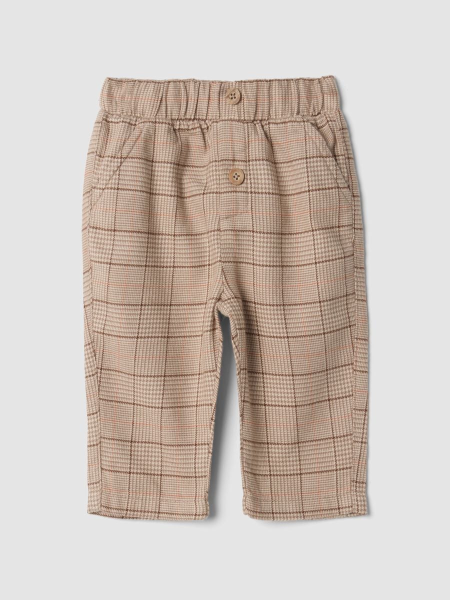 Orange and brown pure cotton checked trousers_0