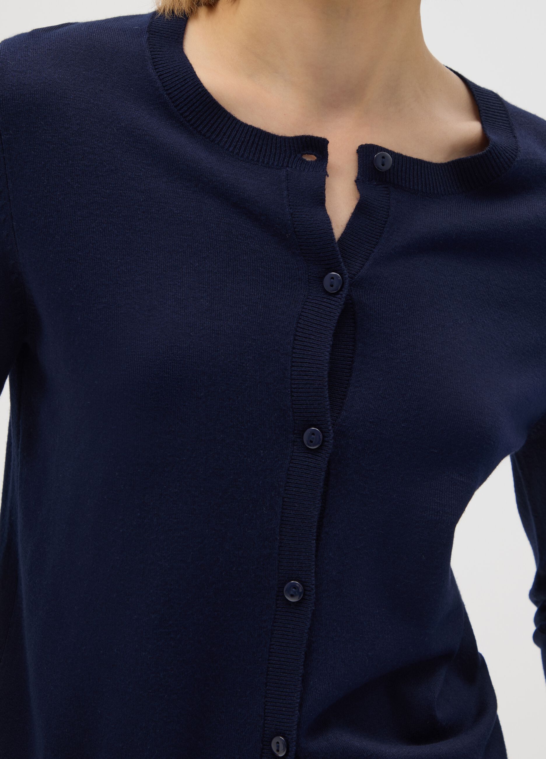 Blue Regular Fit Viscose Blend Cardigan