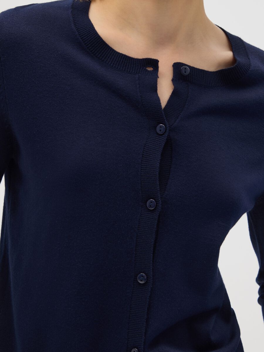 Cardigan in misto viscosa blu regular fit_3