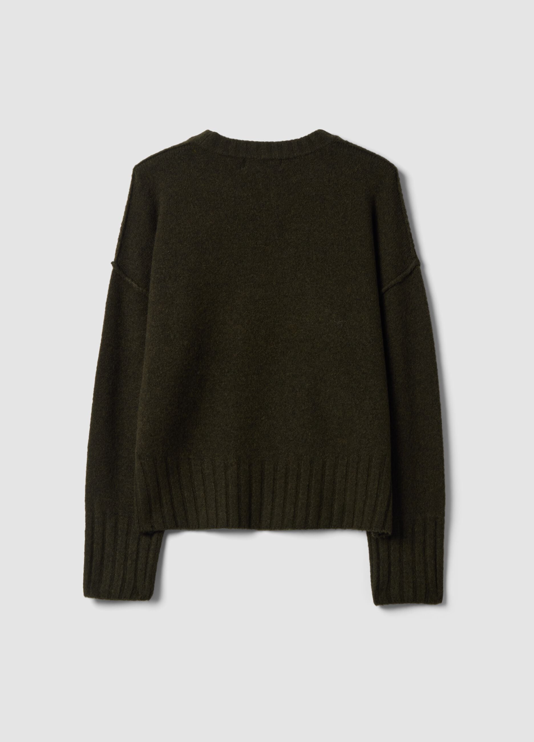 Green stretch crew-neck top