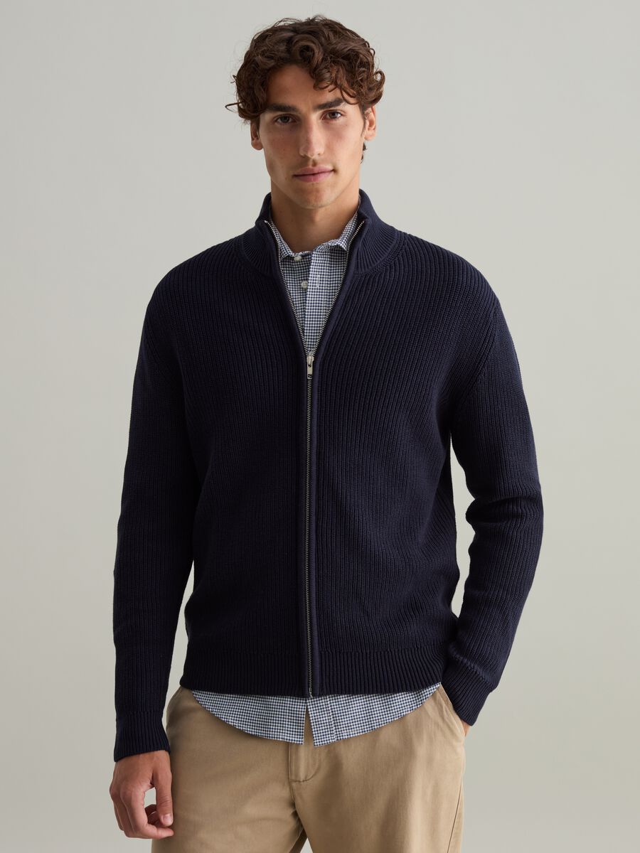 Cardigan full-zip a collo alto_0