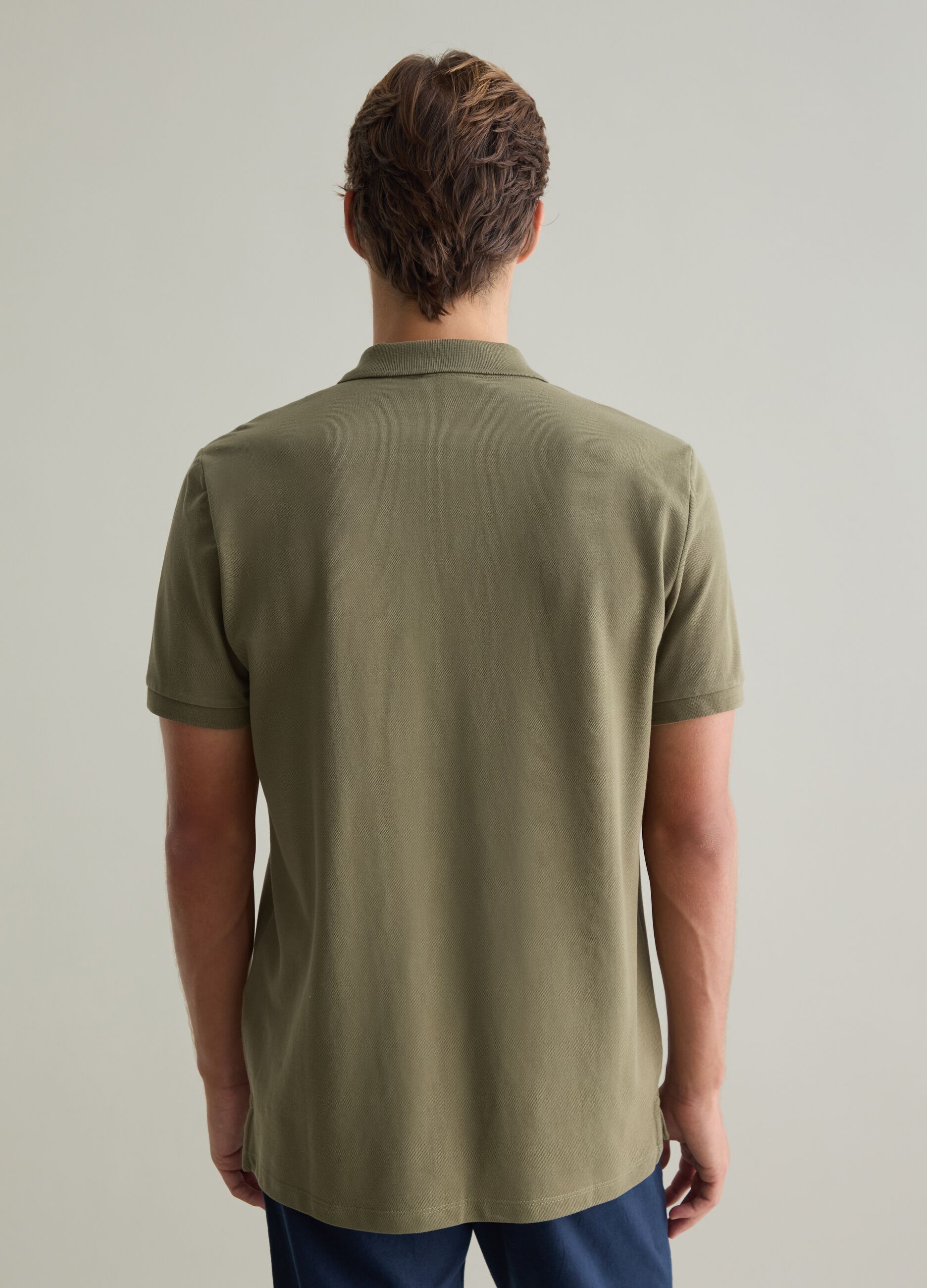 Polo da uomo in puro cotone Supima verde regular fit