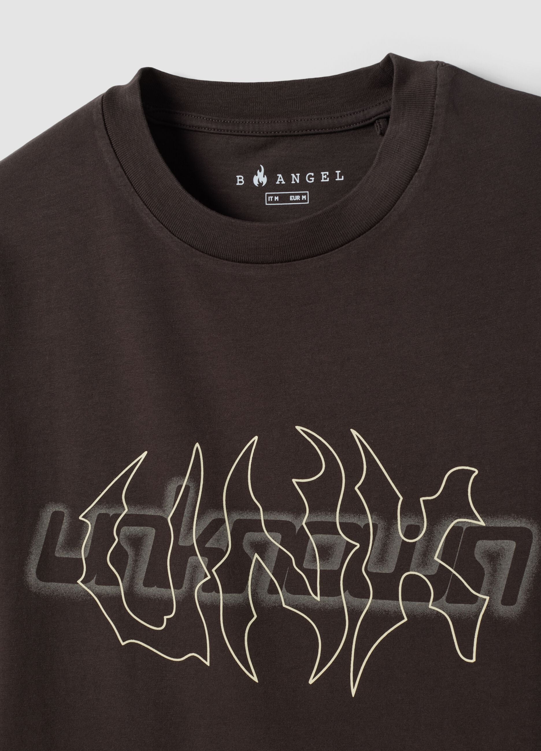 T-shirt marrone a maniche corte in puro cotone regular fit
