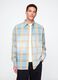 Blue and yellow plaid cotton shirt_0